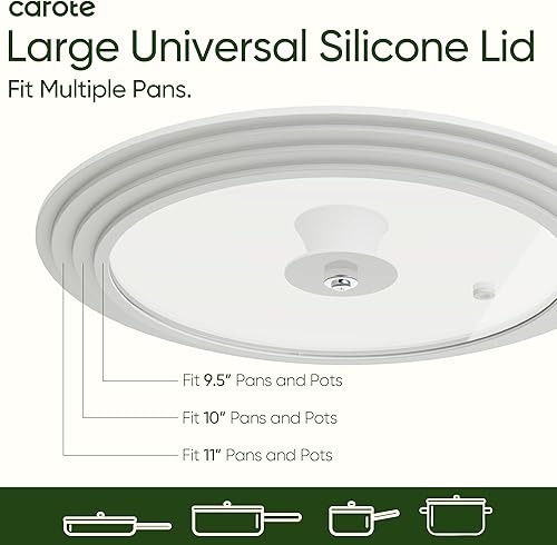 Miniatura 2 de CAROTE 2 tapas universales de silicona para ollas, sartenes y sartenes, tapa de olla para ollas de 6, 7, 8 y 9.5 pulgadas, 10 pulgadas, 11 pulgadas