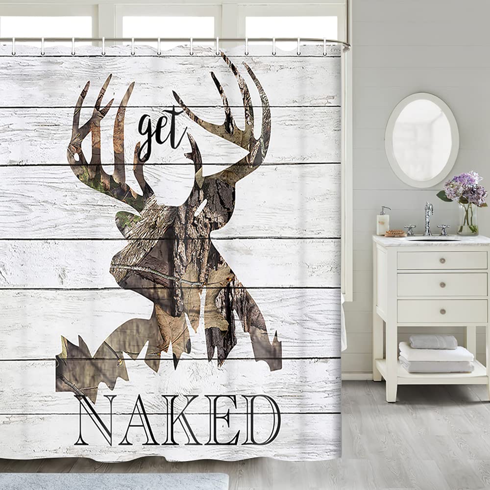 Buy Get Naked Shower Curtain Abstract Antlers Deer Stag Hunting Wild