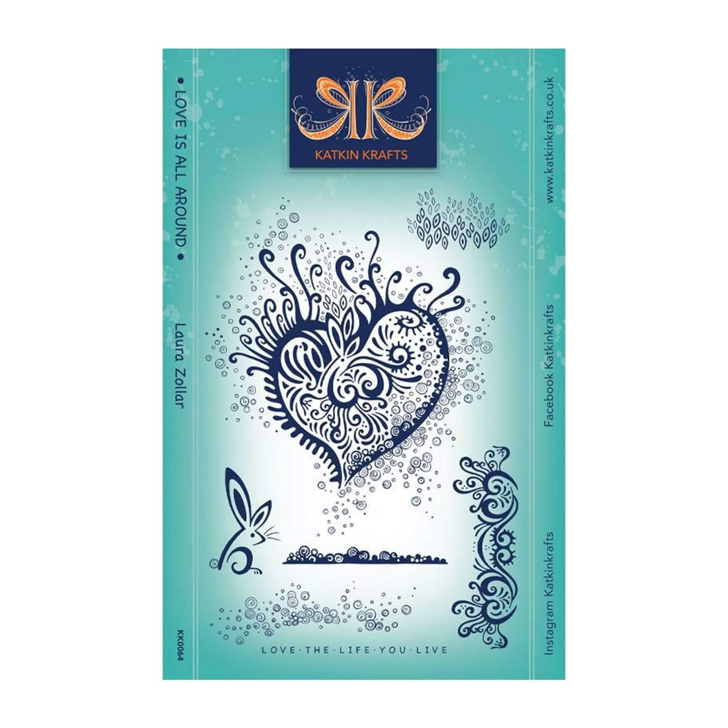 Katkin Krafts Transparent Love Is All Around 6 In X 8 In Clear Stamp Set, Photopolymer, 6 X 8 Inch