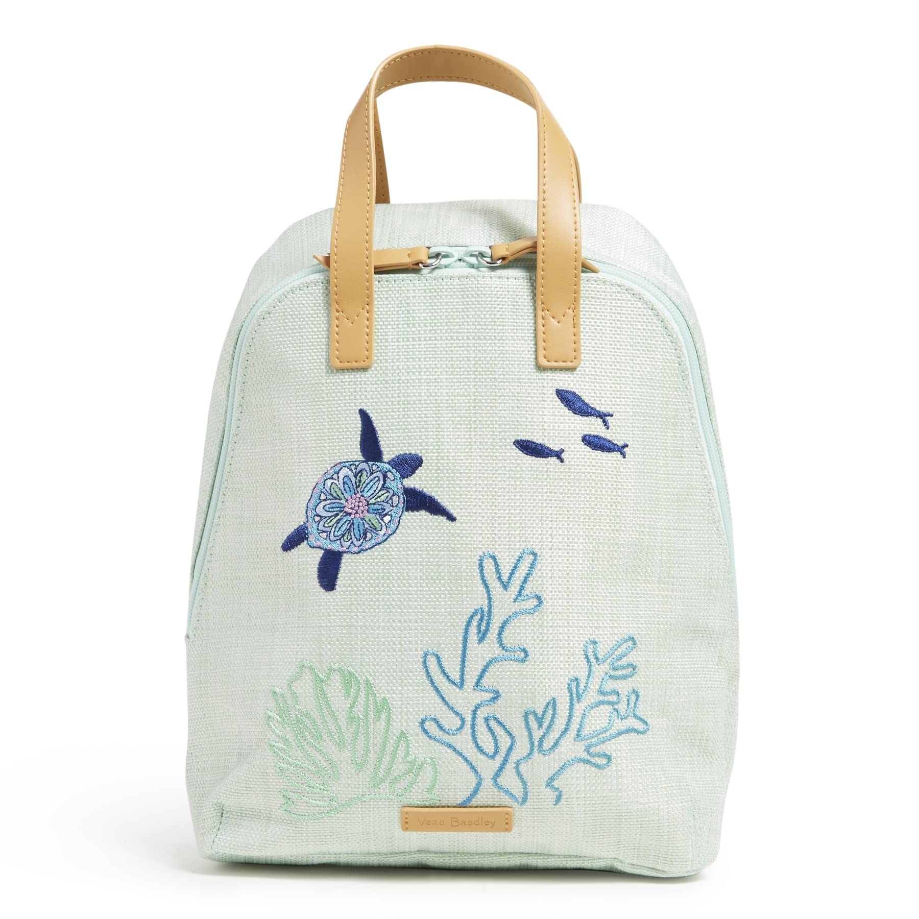 Vera Bradley Women's Straw Mini Beach Totepack Backpack, Turtle Dream, One Size