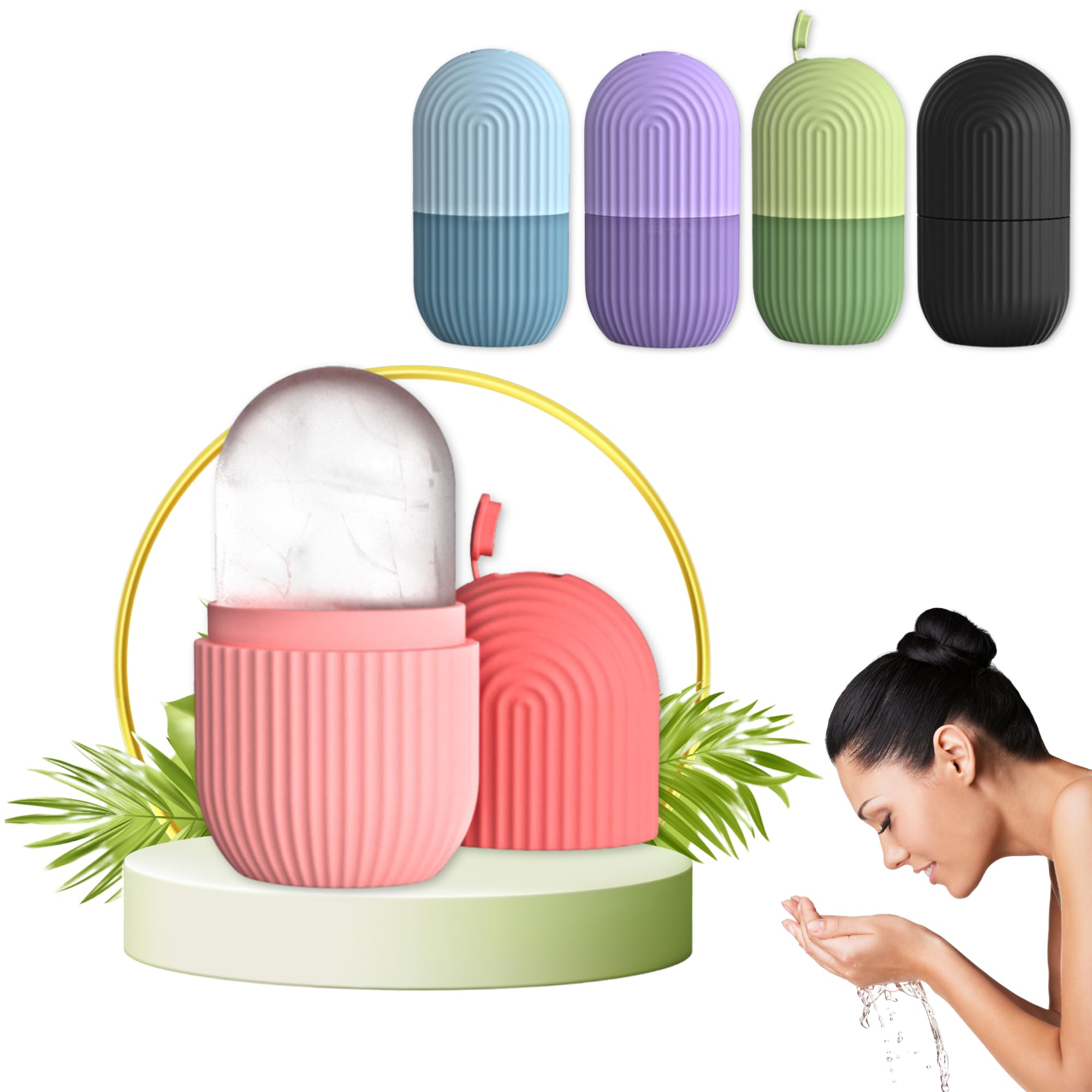 B-E ® Ice Roller | Rodillo Facial Hielo Silicona | Ice Roller Facial | Hielo Para la Cara Reutilizable | Skin Roller para Ojeras, Arrugas y Elasticidad (ROSADO)
