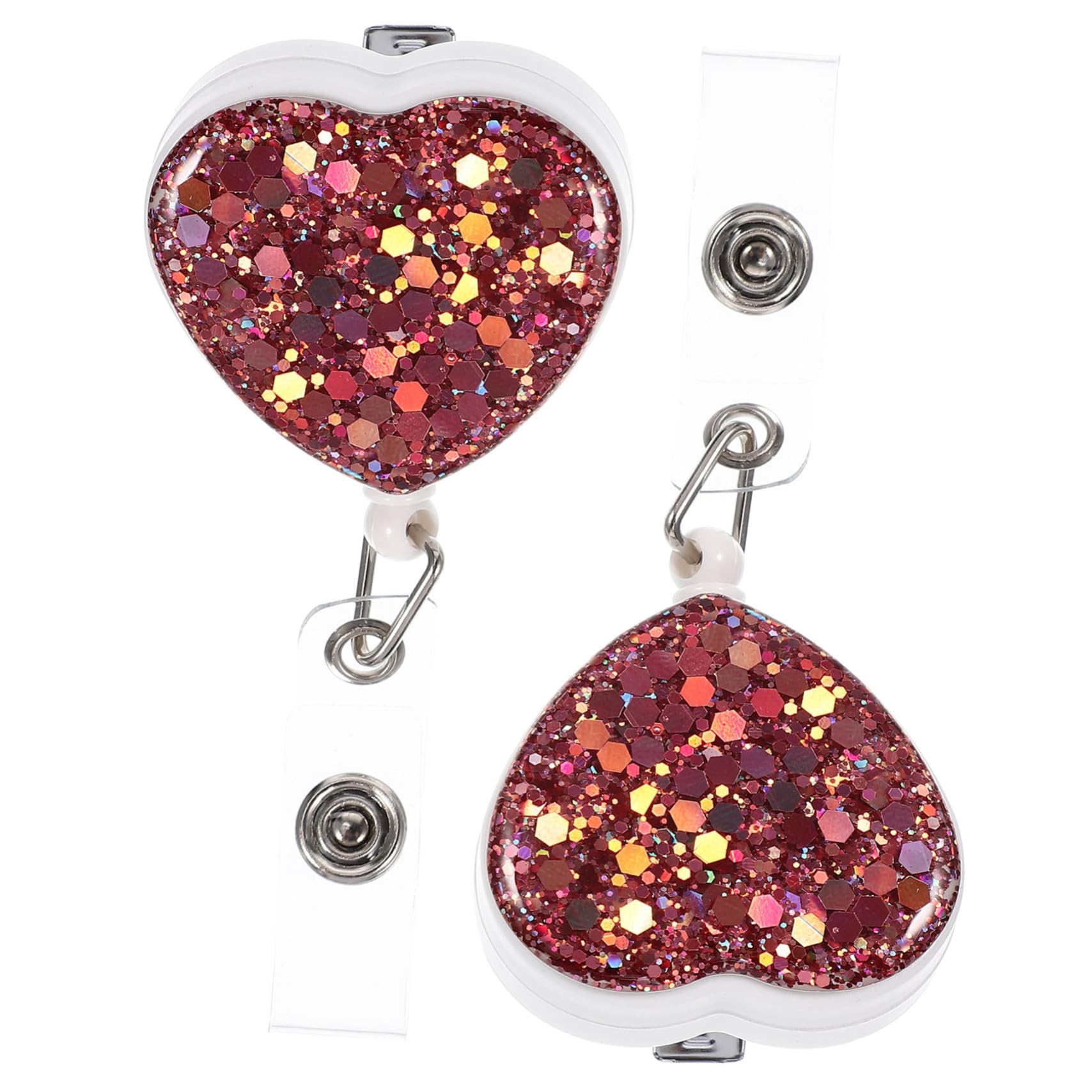 SHINEOFI 10pezzi Cuore Glitterato Portabadge Rotante Con Clip Per Eleganti e Pratici Porta Tessere Per Ufficio e Scuola Facili Da Trasportare