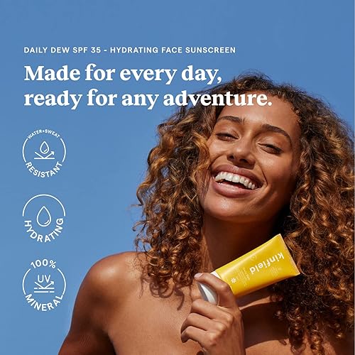 Miniatura 2 de Kinfield Daily Dew - Protector solar mineral hidratante con SPF 35 de amplio espectro, resistente al agua y al sudor, cuidado de la piel libre de