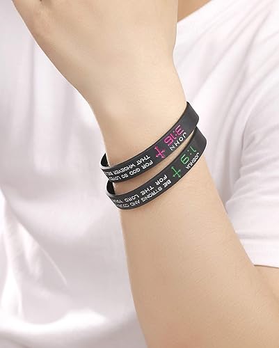 Miniatura 4 de Juego de 4 pulseras motivacionales de silicona con versículos bíblicos de Filipenses 413, joyería religiosa cristiana, regalo para hombres y mujeres