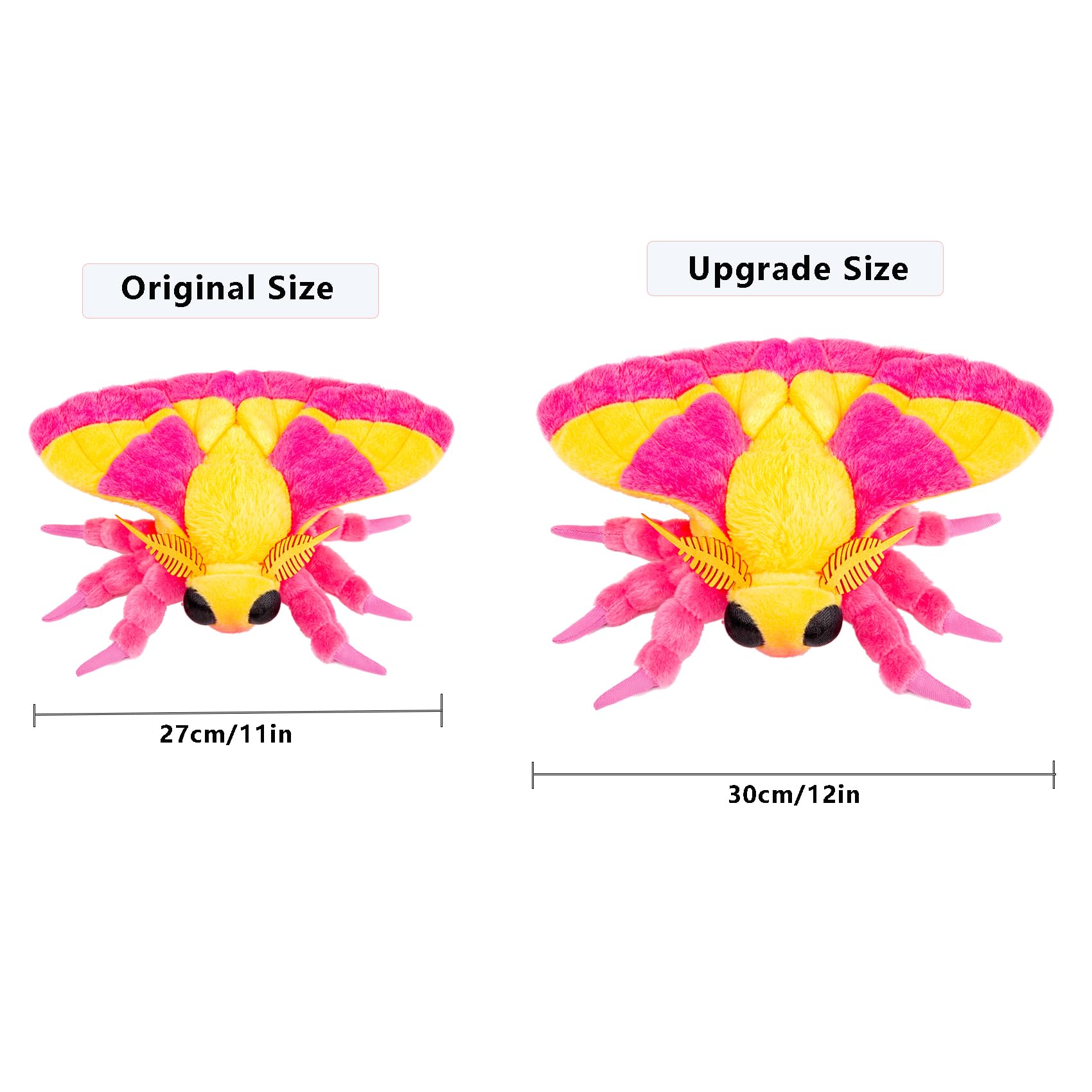 Tiny Heart Rosy Maple Moth Stuffed Animal 30cm/12” Realistic Toy Lovely Insect Cute Soft Gifts for Kids Bedtime Companion Plushie Collection Interactive Play - Image 3