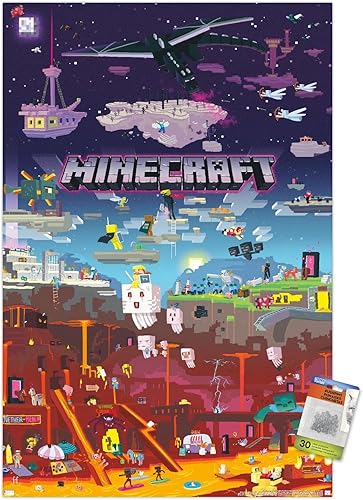 Trends International Minecraft - Póster de World Beyond Wall con pasadores, 22.375 x 34 pulgadas