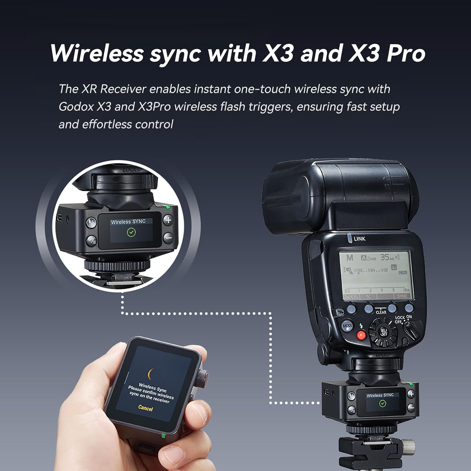 Godox XR XR-S Receiver TTL Wireless Flash Receiver, Built-in Rechargeable Lithium Battery, Compatible with Sony HVL-F60M, F60RM2 Speedlite (X1R-S Upgraded)