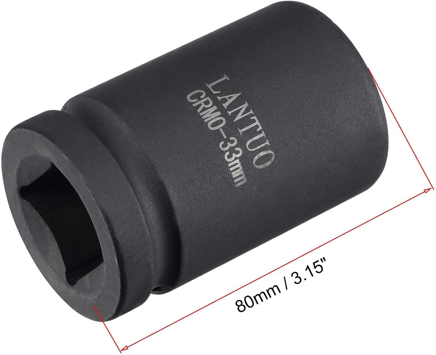 TA-VIGOR 1 Inch Drive by 33mm 6-Point Impact Socket, Durable Reliable CR-MO 80mm Length, Standard Metric Sizes for Home Car Repair