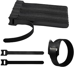 CableGeeker 60PCS 6 Inch Reusable Cable Ties Multi-Purpose Adjustable Wire Ties for Cord Organizer, Cable Management Hook and Loop Straps Wrap, Home Office Data Center Black