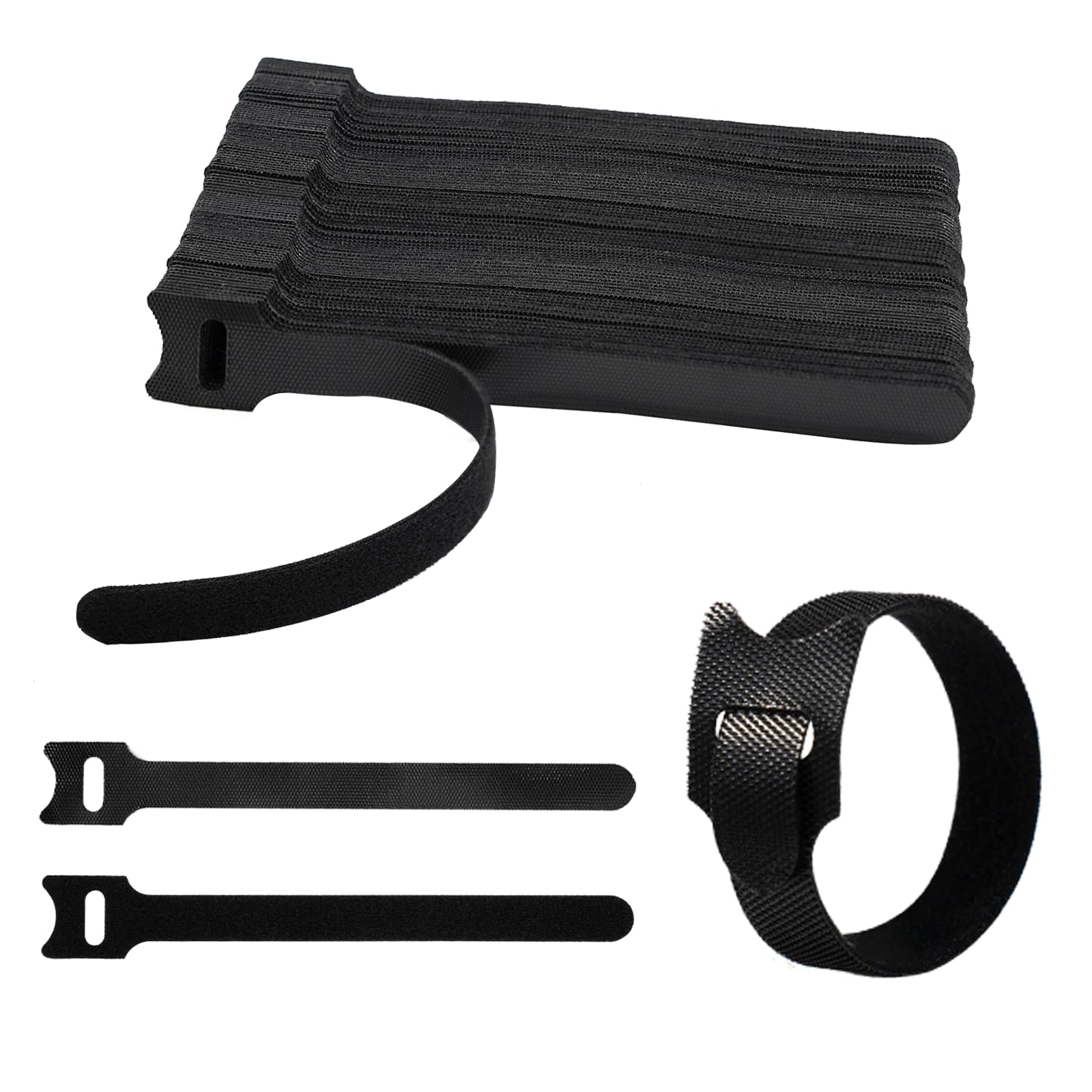 CableGeeker 60 PCS Reusable Cable Ties 6 Inch - Adjustable Hook and Loop Cord Straps Wire Organizer for