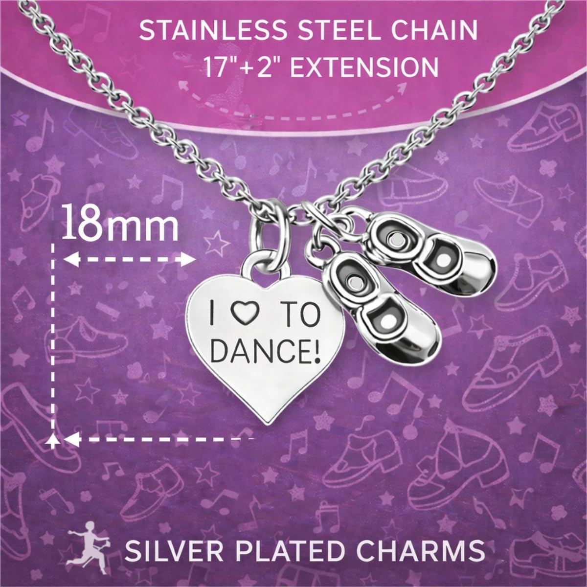 Sportybella Tap Dance Necklace- Tap Dance Jewelry, Love Dance Necklace- Gift For Dancers, Dance Recitals, Dance Teams & Dance Teachers - Image 2