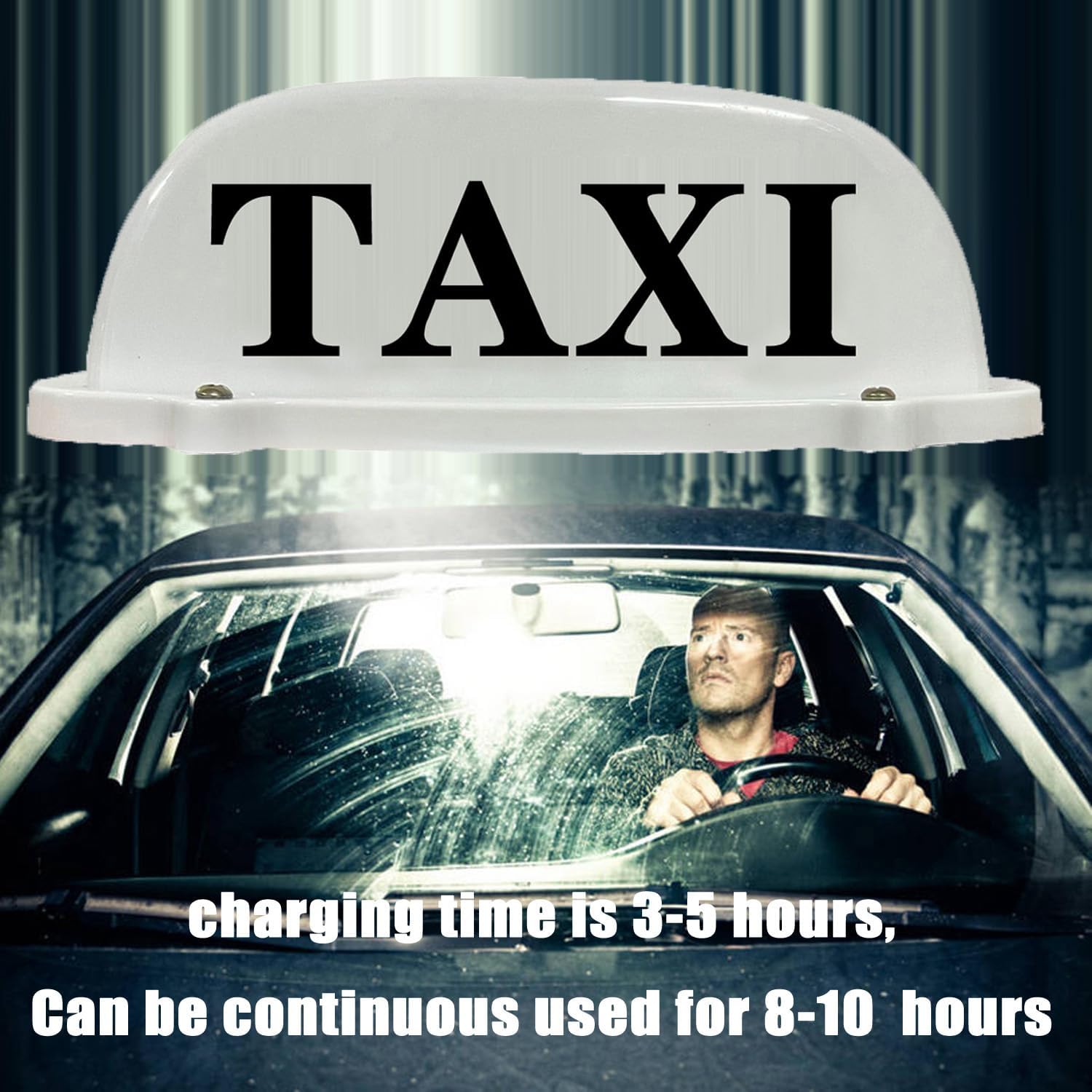 Upgraded Version 3.0 App Control Remote Taxi Sign Logo Cab Top Light Roof USB Rechargeable Battery Colorful Light with Magnetic Base White Sheel Driver Gift