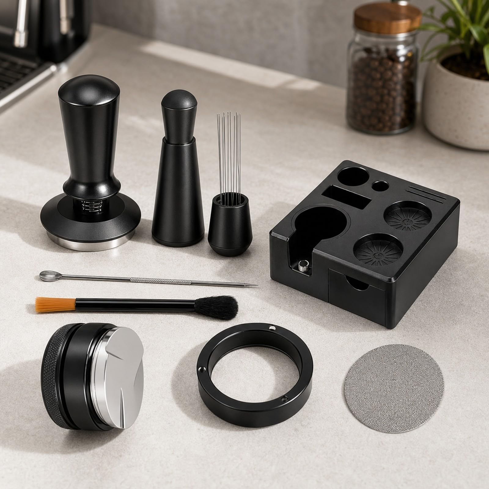 Madera Café Eción con Soporte Madera, Resistente a Grietas, para Cafetería Doméstica, 53MM