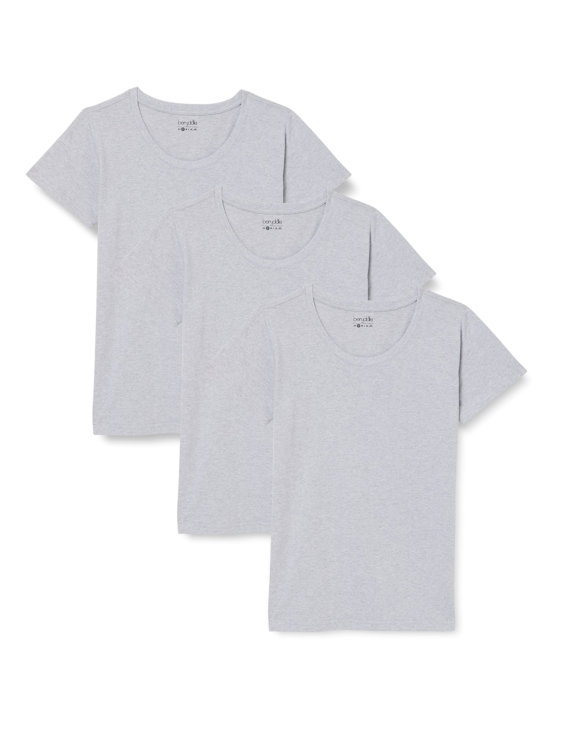 berydale Damen T-Shirt mit Rundhalsausschnitt aus 100% Baumwolle im Multipack