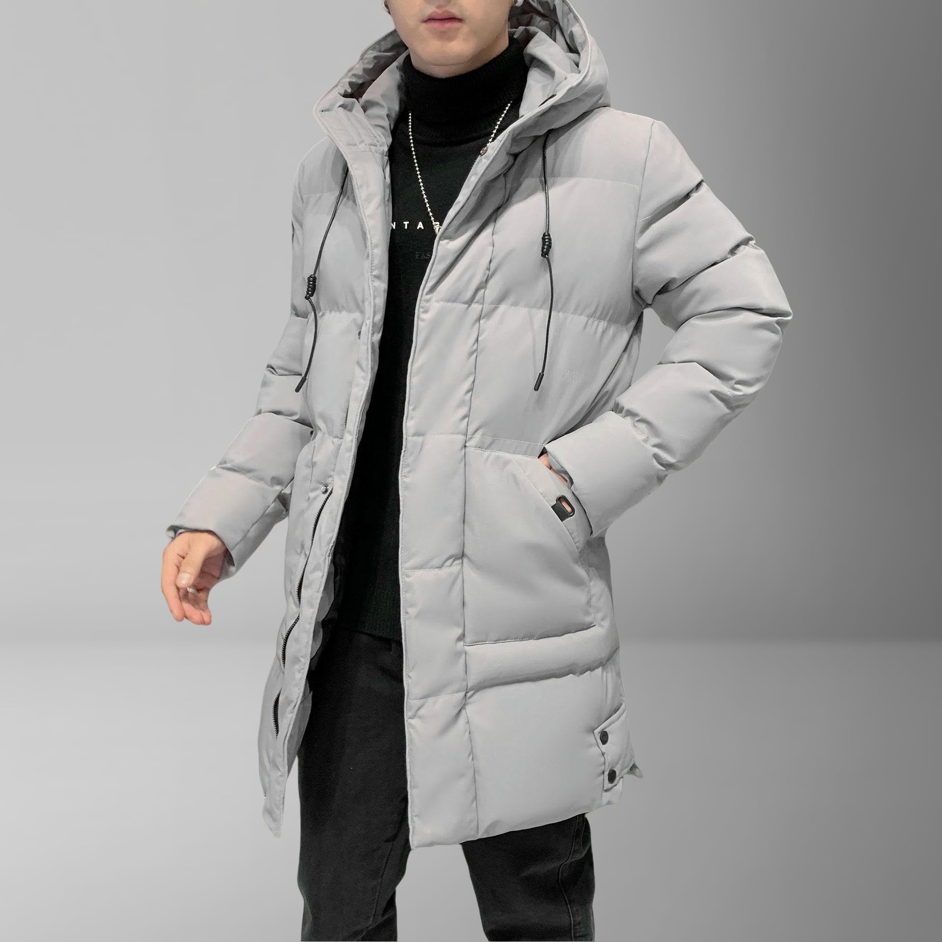 Piumino da uomo autunno inverno alla moda spesso caldo di media lunghezza parka