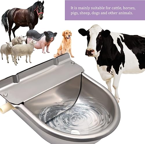 Miniatura 7 de Dispensador automático de agua para perros, cuenco de agua para ganado con válvula de flotador, canal de agua de acero inoxidable mejorado para