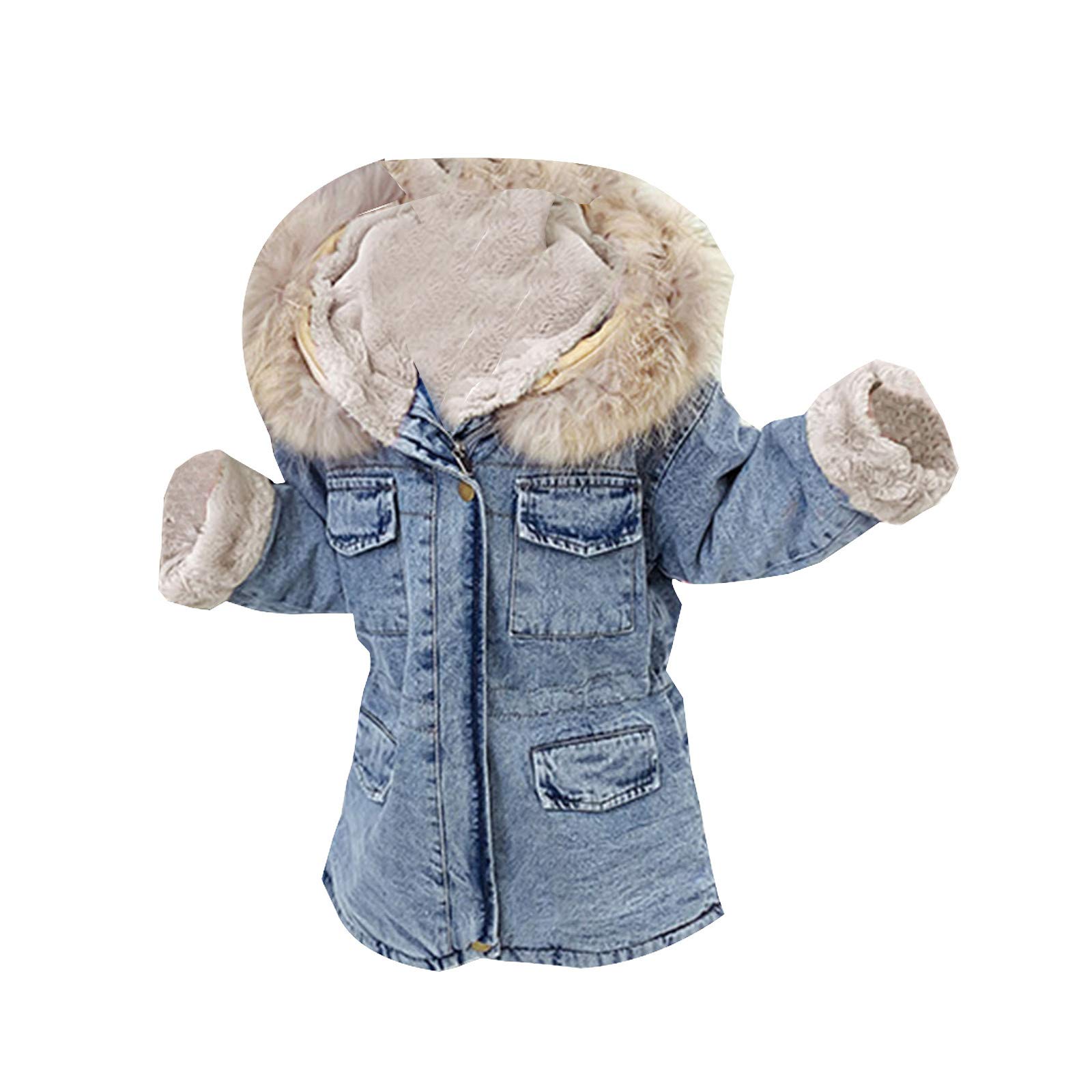 Kinder Jacke Jeansjacke Pelzkragen Kapuzenjacke Winter Jacke Baby Mädchen Jungen Sweatshirts Mäntel Mit Reißverschluss Denim Tops Warme Mantel