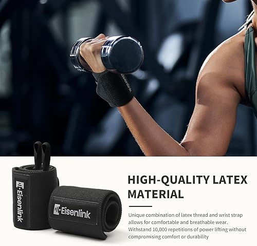 Miniatura 9 de Eisenlink Juego de mancuernas ajustables de 52.5 libras 12 en 1 y muñequeras negras Eisenlink para levantamiento de pesas de 18 pulgadas, correas de