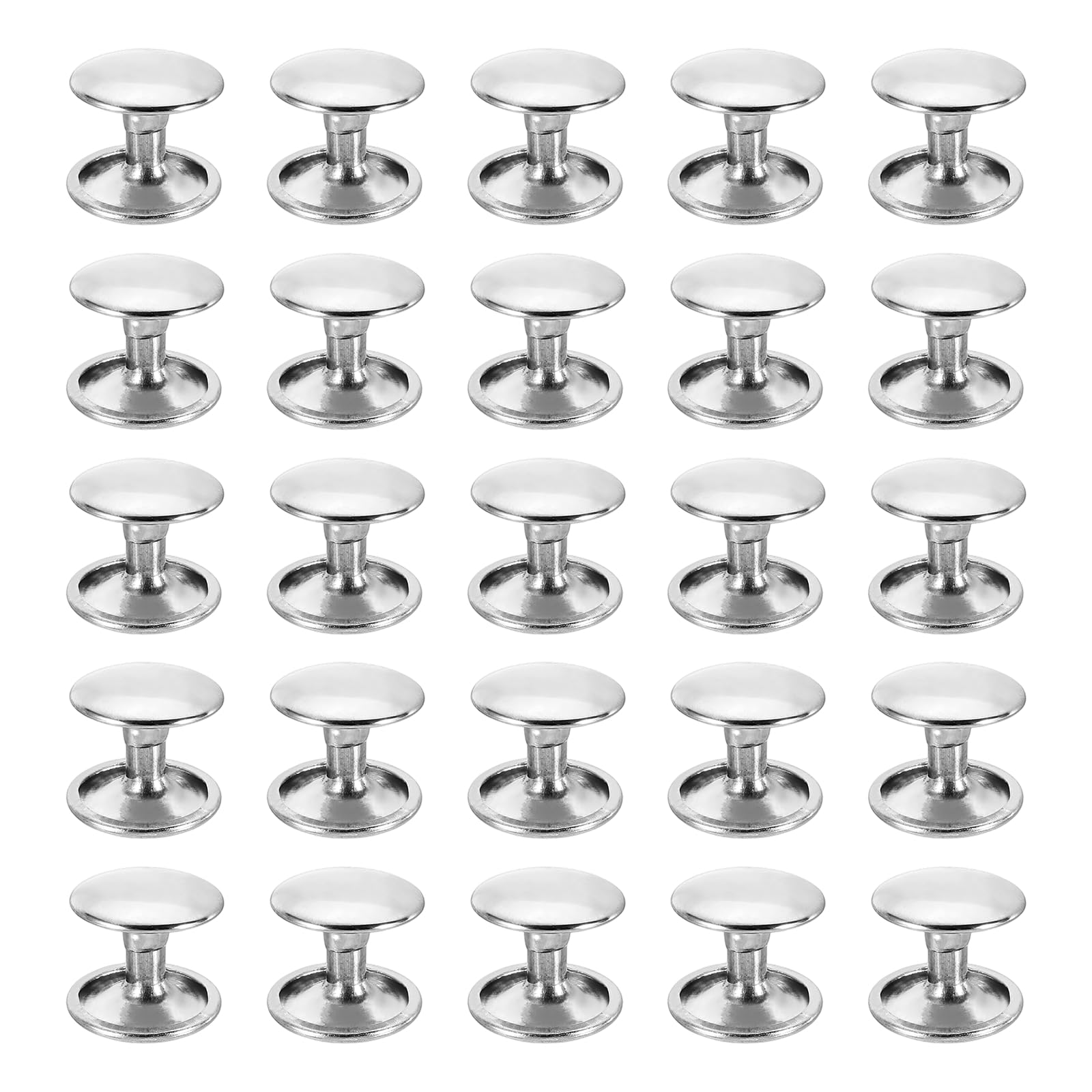 PATIKIL Leather Rivets, 160Sets Carbon Steel Double Cap Rivet Kits Craft Replacement Accessories for Handbags Belts Clothes Shoes, Silver (12 x 12 Mm)