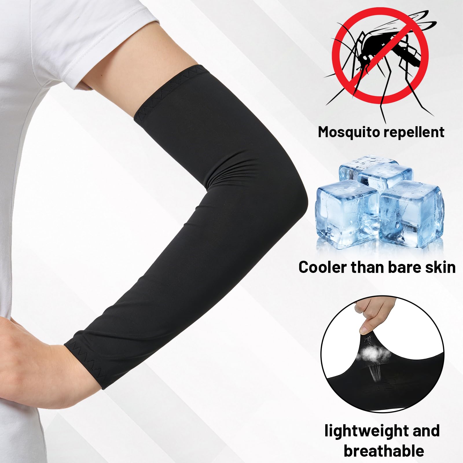Mangas de protección Solar para Brazos Adolescentes 5 Pares Manga Deportiva compresión Juvenil 36 cm Multicolor Uso Exterior Verano