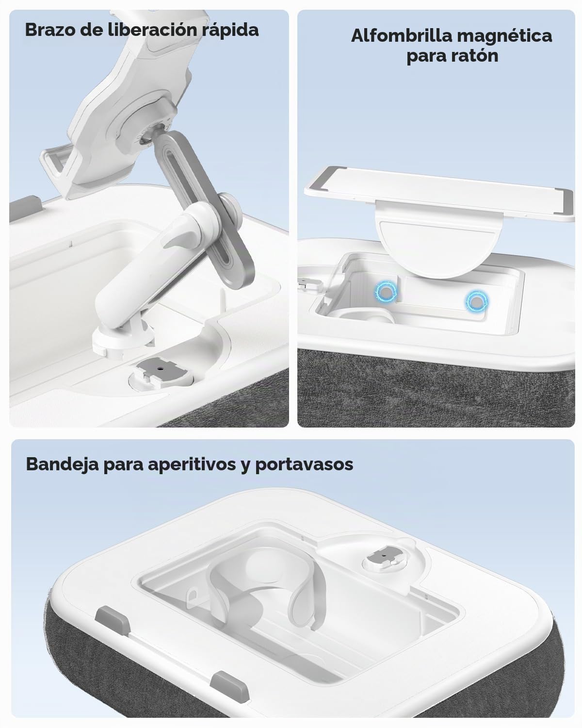 Viozon Soporte de almohada para tablet, soporte Kindle y escritorio de regazo, compatible con tabletas/teléfonos de 4.7 a 13 pulgadas y portátiles de 10 a 15 pulgadas, con soporte de silicona para