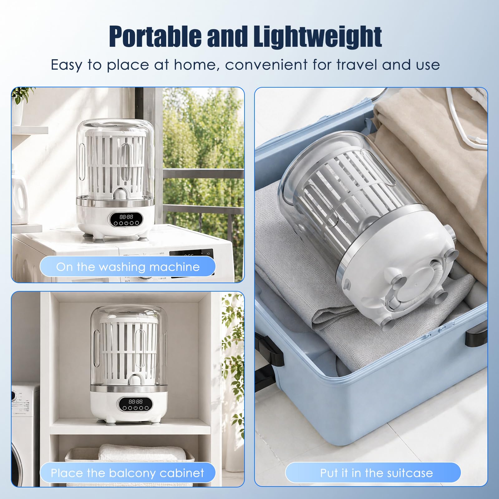 Mini Lavadoras Portatil, 3L Minilavadora de Trapos Lavadora Portátil para Ropa Interior, Lavadora Pequeña Electrodoméstico Compacto para Prendas Delicadas Calcetines Toallas