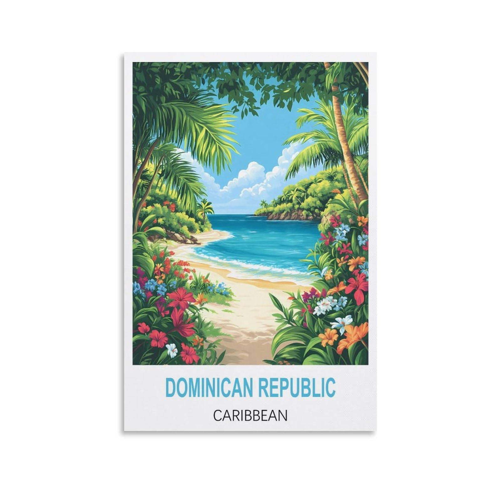 FJIWECWSQ Dominican Republic Caribbean Vintage Travel Poster 08x12inch(20x30cm) Canvas Wall Art Painting Prints