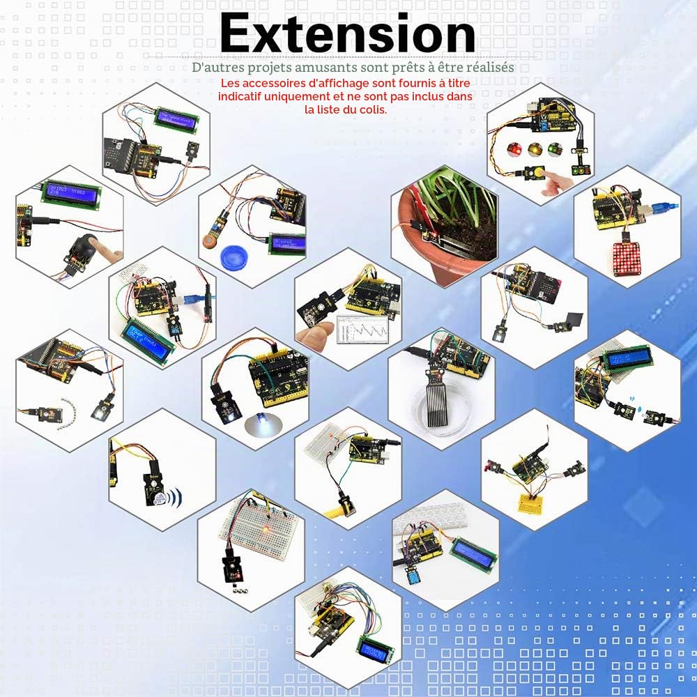 KEYESTUDIO 48 in 1 Kit Sensor Module pour Débutants et Professionnels DIY Compatible avec Arduino IDE (Carte contrôleur Non Incluse)