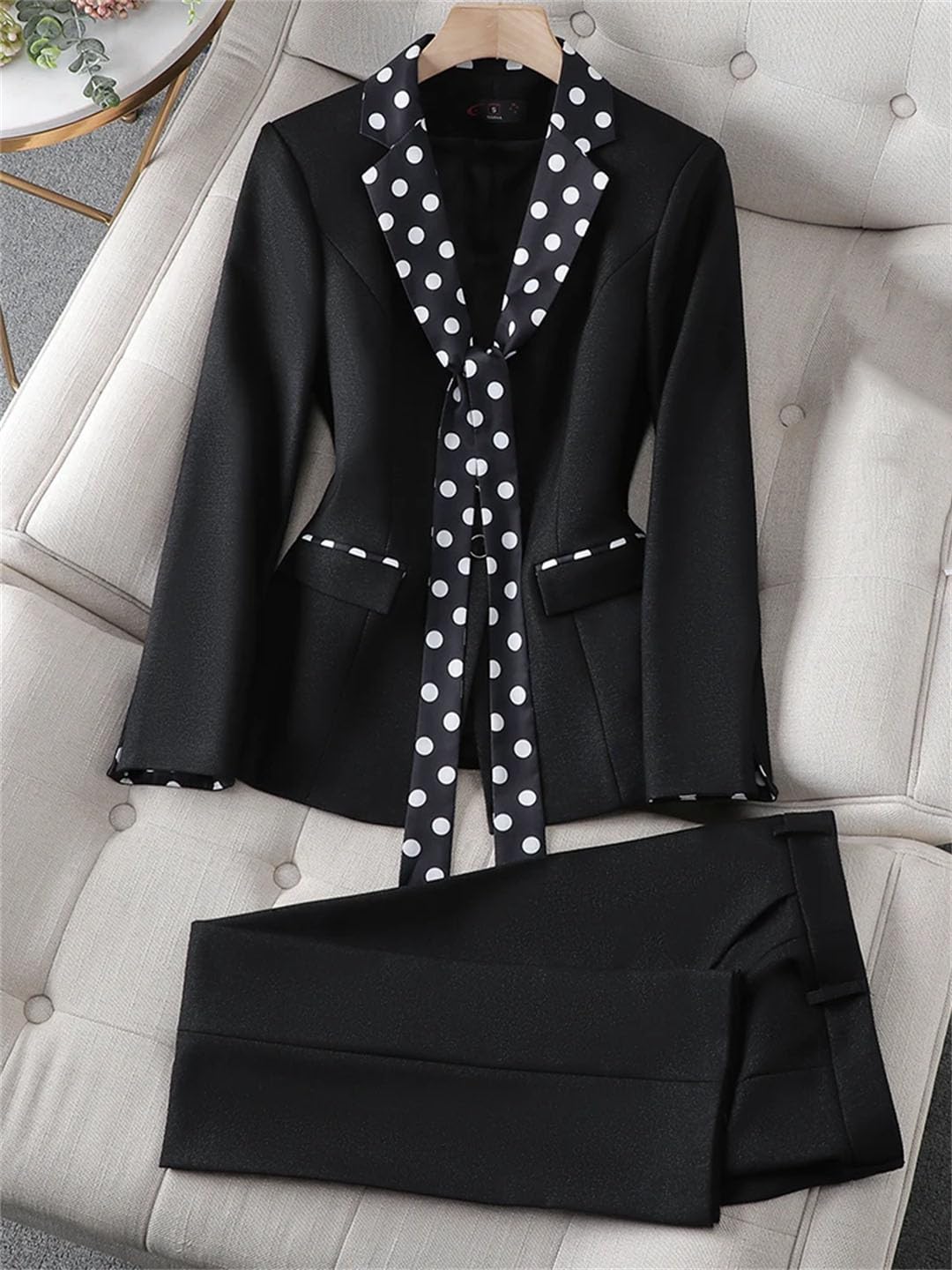 Elegante traje formal de chaqueta y pantalón para mujer, conjunto de 2 piezas para oficina, negocios, trabajo