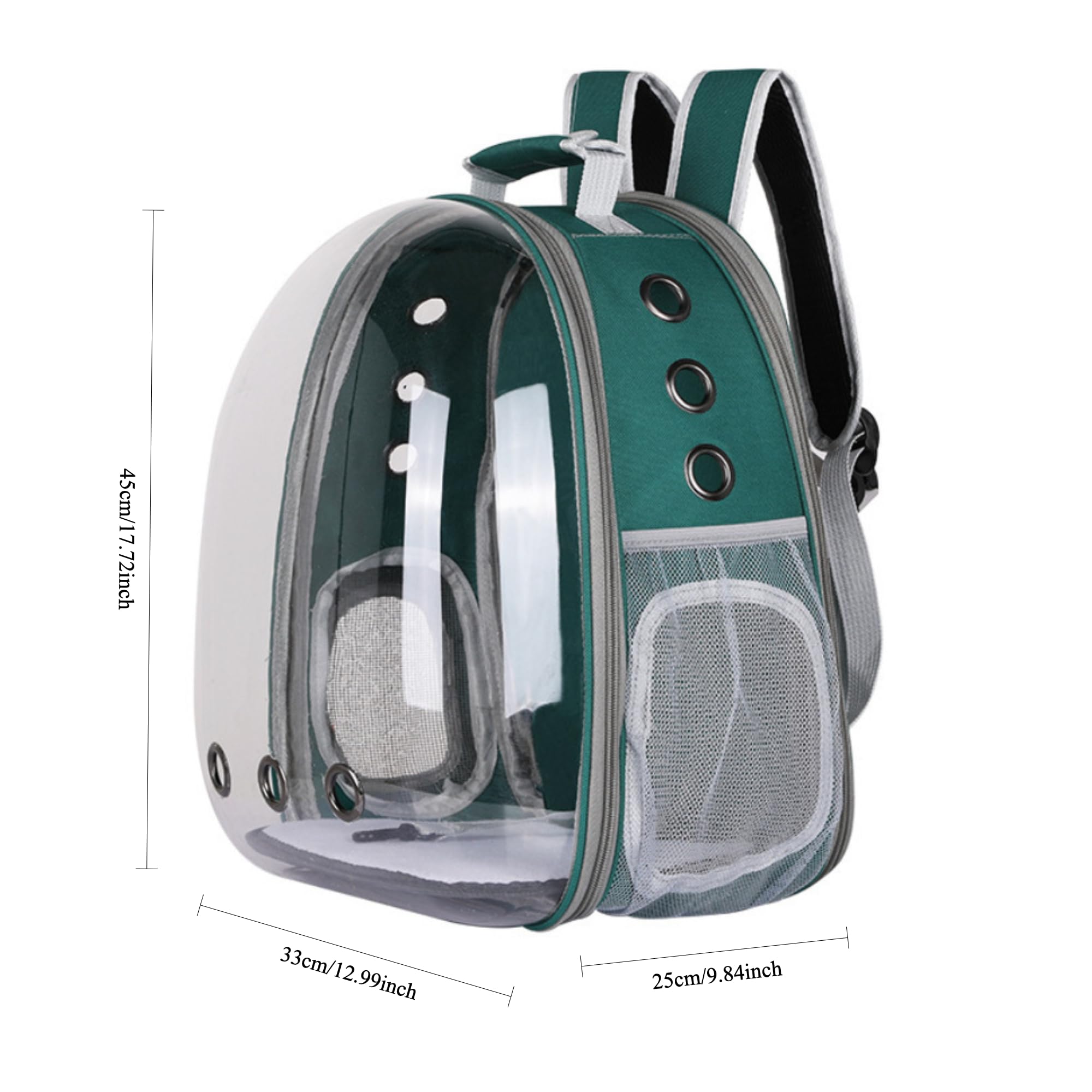 Sac à Dos pour Chat Bulle de YoiQi-Un Sac à Dos pour Animaux de Compagnie en Forme de Cabine Spatiale Transparente-Est Fourni avec 5 Accessoires pour Prendre Soin du Chat (Verte)