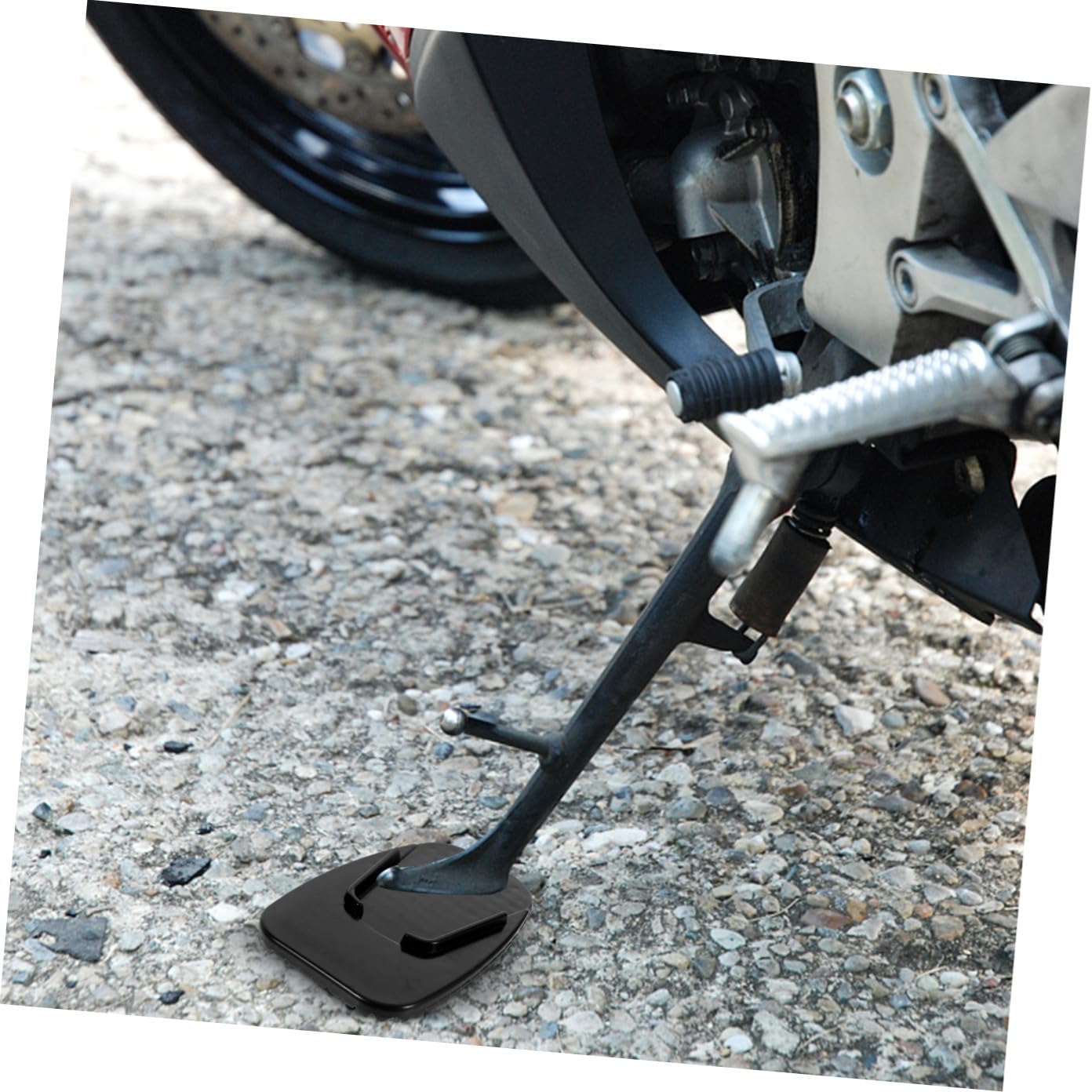 5pcs Black Motorcycle Kickstand Pad Foot Side Stand Bracket Accessories for Stability Soft Ground Skid Design for Off Road Vehicles Compact and Portable
