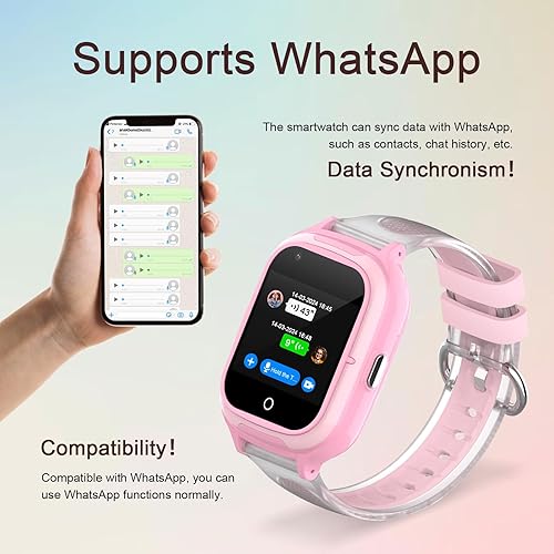 Miniatura 3 de LogHog 4G - Relojes inteligentes para niñas, teléfono de muñeca desbloqueado con seguimiento GPS en tiempo real, videollamadas, cámara, temperatura,