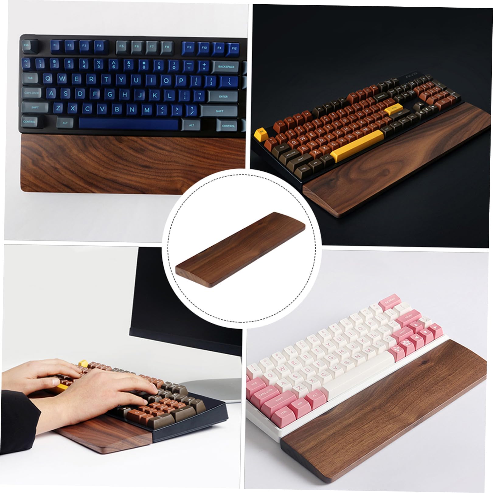 Ergonomische Handgelenkauflage zur Entlastung der Handgelenke aus Walnussholz 300x80mm mit Natürlichem Design und Handwerkskunst für Computer