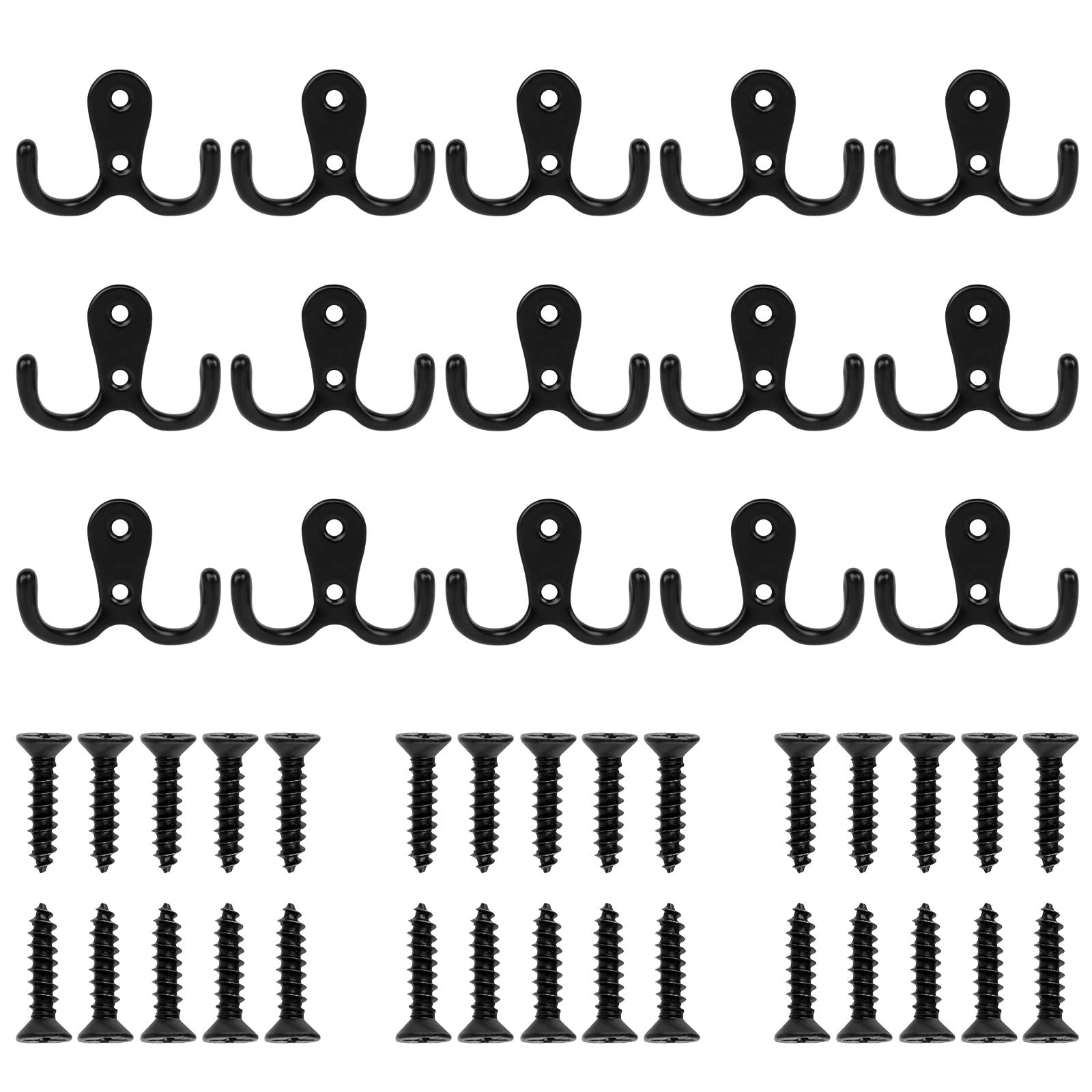 Jubaopen15 x Coat Hook Bathroom Coat Hook Black Double Hooks for Towel Wall Black Metal Coat Hook