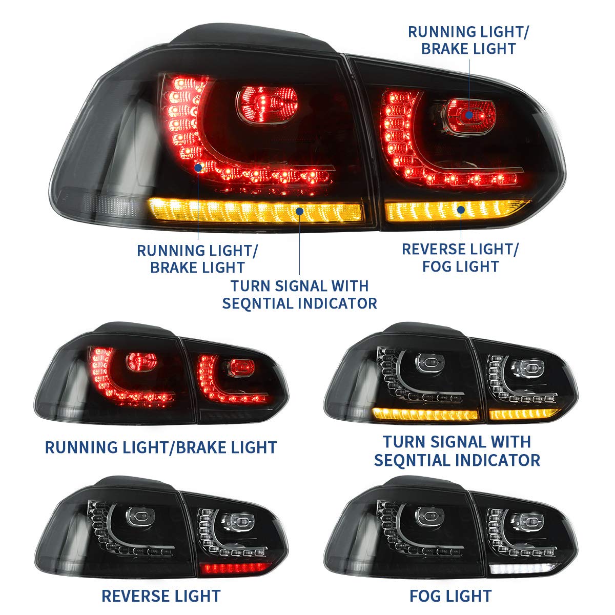 Buy VLAND Rear Lights for Golf 6 MK6 VI GTI GTD R TSI TDI 20082013