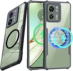 Capa magnética para Motorola Moto Edge 40 [compatível com Magsafe] Capa ultrafina de TPU macio + traseira transparente acrílica airbags de grau militar proteção contra quedas à prova de choque