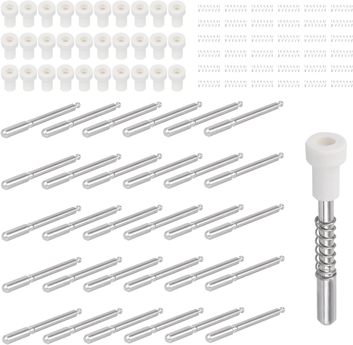 30 Pack Window Screen Plunger Latches, 5/32" x 1-1/2" Aluminum Alloy Retainer Pins with Caps and Springs Securing Window Screen Plungers Clips Replacement Accessories