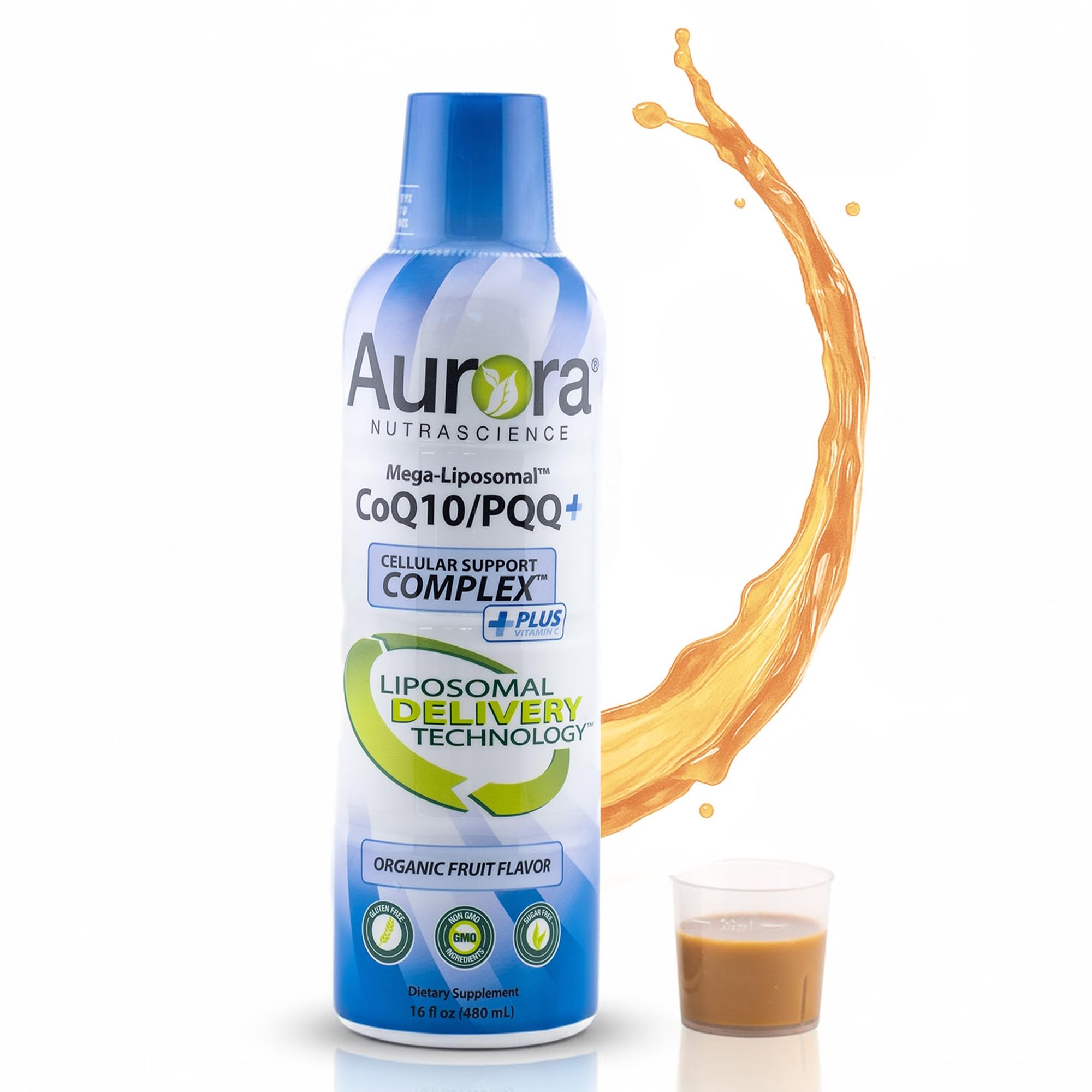 Aurora Nutrascience Mega-Liposomal CoQ10, PQQ & Vitamin C, Energy and Cellular Support, Gluten Free, Non-GMO, Sugar Free, Strawberry, 32 Servings, 16 fl oz