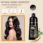 Black Hair Dye Shampoo for Grey Hair Beard Coverage, 500ML Instant Hair Colour Shampoo 3 in 1, Hair Color & Long Lasting Hair Colouring Shampoos for Women Men, Black Hair Dye Coloring in Minutes (Black)