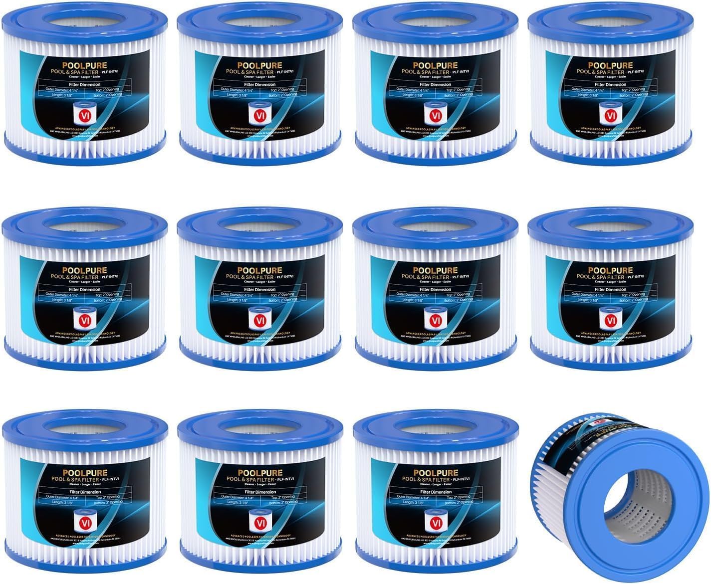 POOLPURE Filter VI, Spa for Pool, Filter Cartridges VI, WhirlpoolMiami Monaco, PoolFilter Replaces Original Cartridge, Spa Accessories, Coleman SaluSpa 90352E (Pack of 12) — image 1
