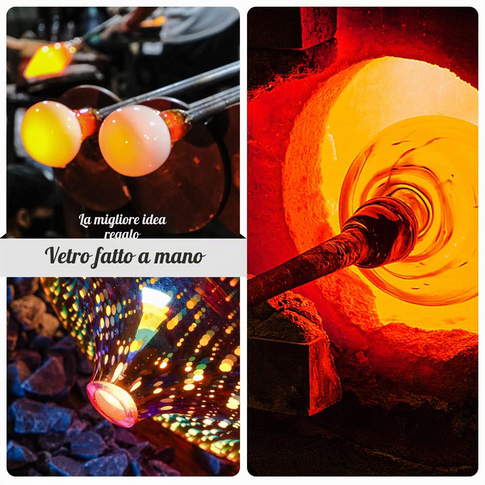 Porseme Diffusore di aromi in vetro con telecomando, effetto 3D, soffiato a mano, per fuochi d'artificio, umidificatore ad ultrasuoni, per oli essenziali, silenzioso, 7 colori, luce a LED, per casa
