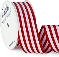 Vista 2 de Ribbli - Cinta de grogrén a rayas blancas y negras, 1 pulgada x 10 yardas, cinta de Navidad para envolver regalos, decoración de fiestas