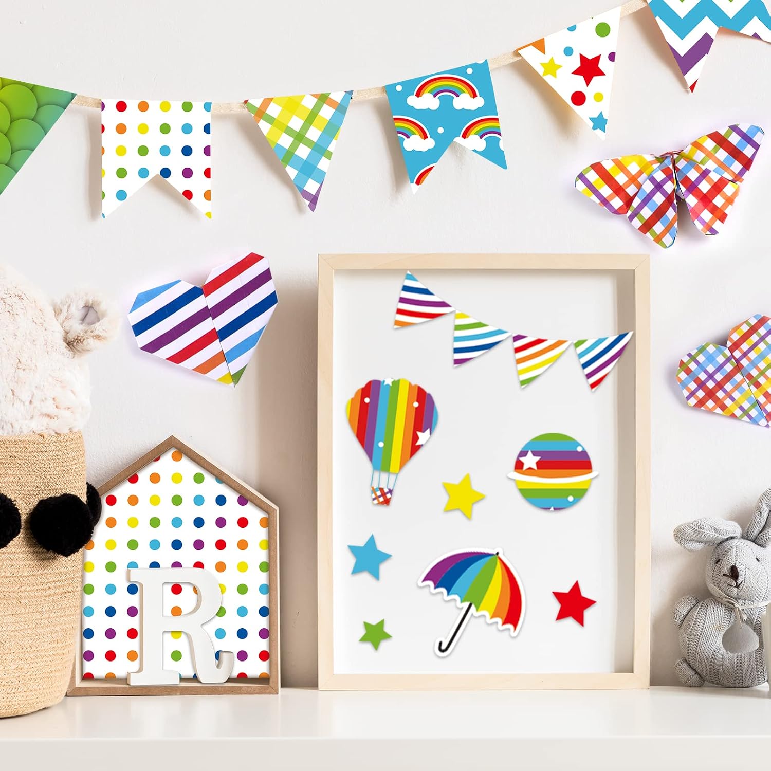 Morcheiong 60 Sheets Rainbow Pattern Paper Set A5 Size Colorful Decorative Paper for DIY Craft Card Making Scrapbook Decoration,10 Styles
