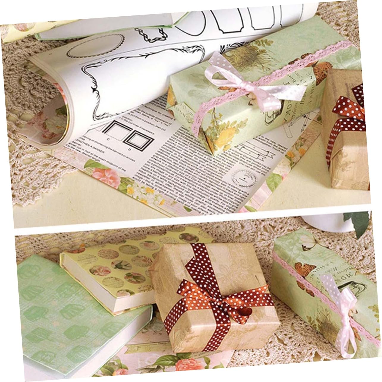 ラッピング紙見本ページ Amazon | TEHAUX 24 シート ギフト クラシック マニュアル 包装 紙 本