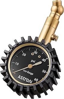 Tire Pressure Gauge 0-60 PSI, Large 2" Easy Read Glow Dial Tire Gauge, Certified ANSI B40.1 Accurate, Compatible for Bicycle, Car, SUV, Truck & Motorcycle