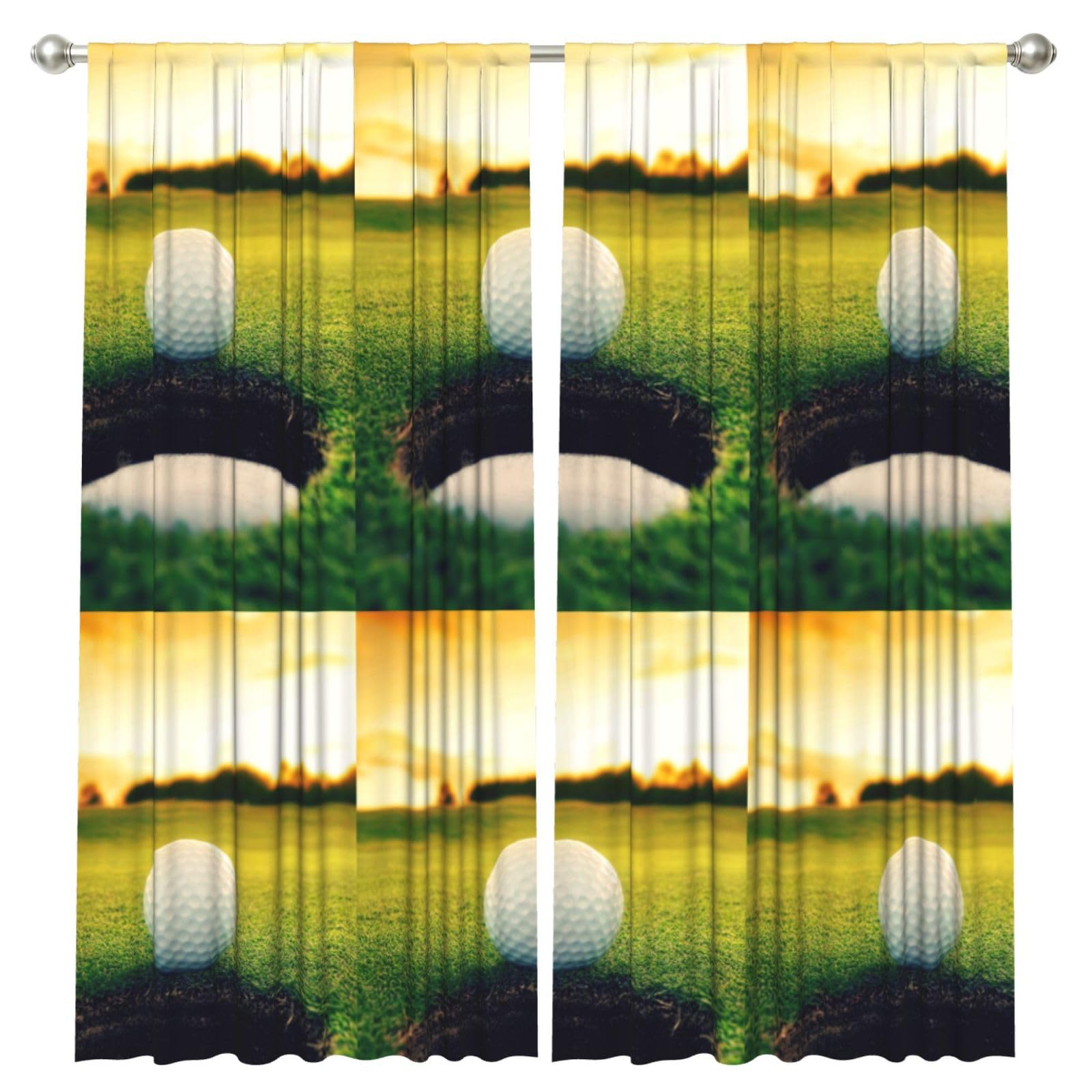 InOmak Golf Ball Hole, 2 Panels Window Curtains 52 x 84 Inch Blackout Curtains for Living Room Bedroom