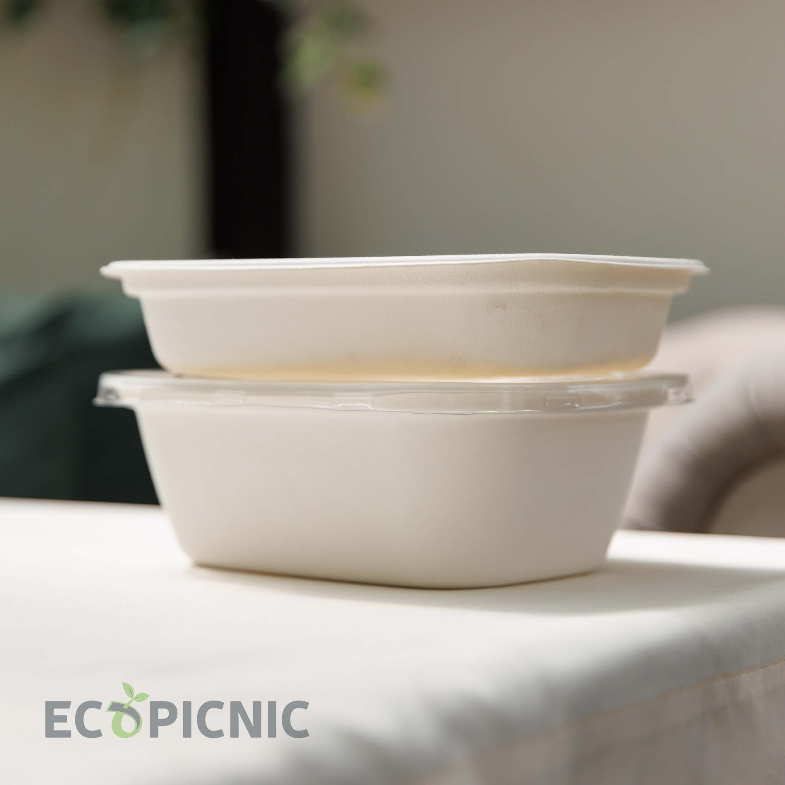 Cuencos de Caña de Azúcar 200 Unidades 1800 ml | Bols biodegradables Desechables para sopas, ensaladas y Alimentos, Ideales para Catering, Fiestas y Comida para Llevar