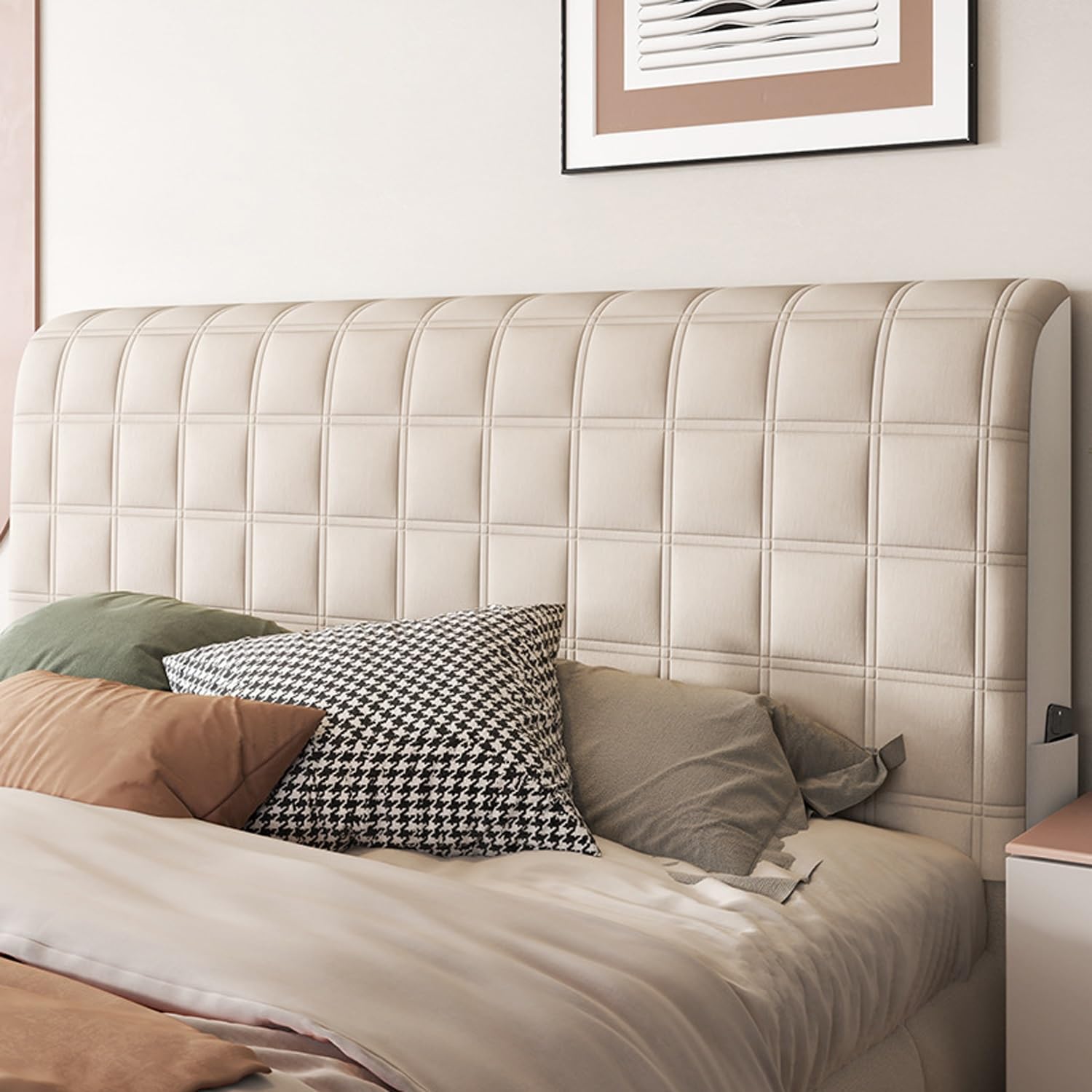 LYMGRZ Funda de Terciopelo para cabecera de Cama Individual, King y Doble, elástica, Gruesa, tapizada, Lavable, con Todo Incluido (Color: marrón 2, tamaño: 150 cm (59 Pulgadas))