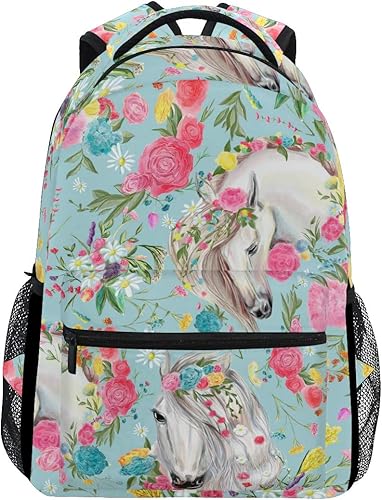 Mochilas escolares mochila de caballo de flores para estudiantes grandes para niñas niños escuela primaria bolsa de hombro bolsa de libros