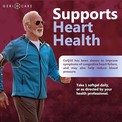 Miniatura 6 de GeriCare CoQ10 100mg cápsulas blandas - Suplemento Co Q 10 de alta absorción - Coenzima Q10 fácil de tragar para hombres, mujeres y ancianos -